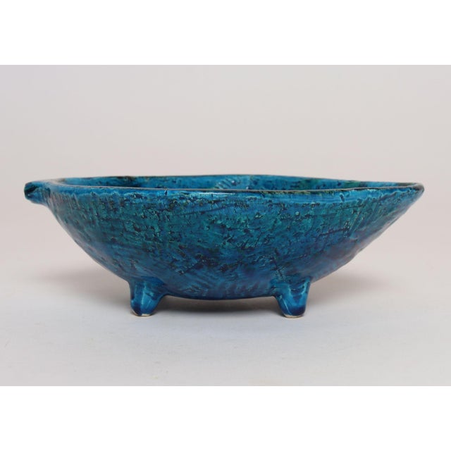 Ceramic Italian Rimini Blu Glazed Leaf-Form Ceramic Vide Poche by Aldo Londi for Bitossi For Sale - Image 7 of 18