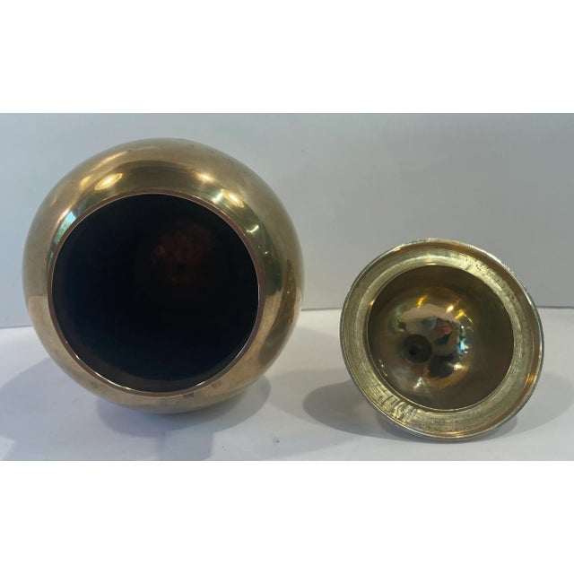 Vintage Brass Ginger Jar Urn For Sale - Image 4 of 5