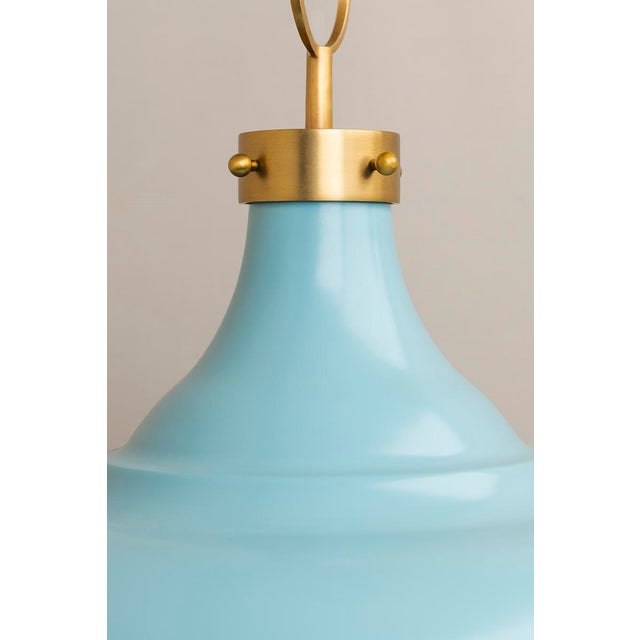Hudson Valley Lighting Mark D. Sikes 3 Light Painted No. 1 Pendant, Aged Brass & Baby Blue For Sale - Image 4 of 7