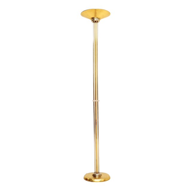 Vintage Italian Brass & Chrome Floor Lamp, 1970s For Sale