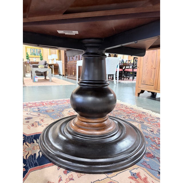 Early 21st Century Hekman Round Pedestal Dining Table in Walnut Finish For Sale - Image 5 of 7