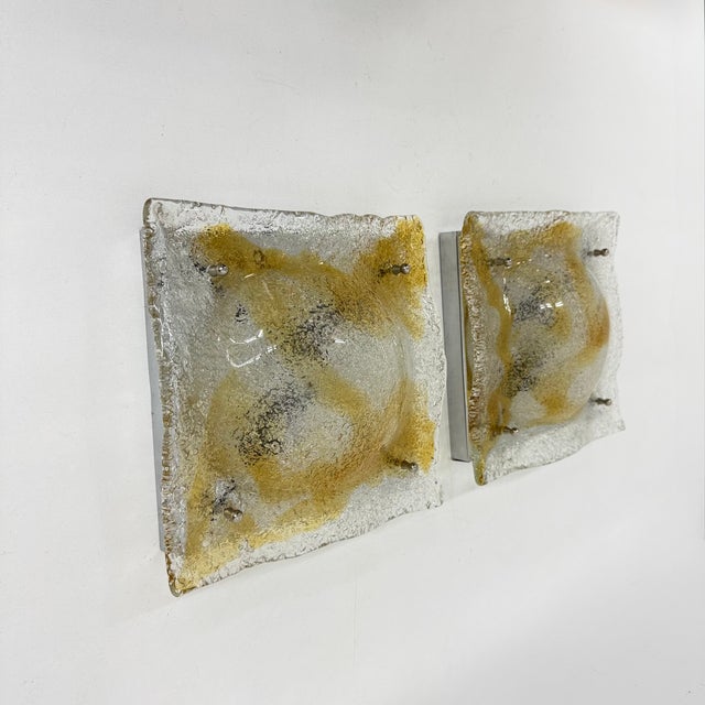 Abstract Murano Glass Wall Sconces from Mazzega, Italy, 1960s, Set of 2 For Sale - Image 13 of 18