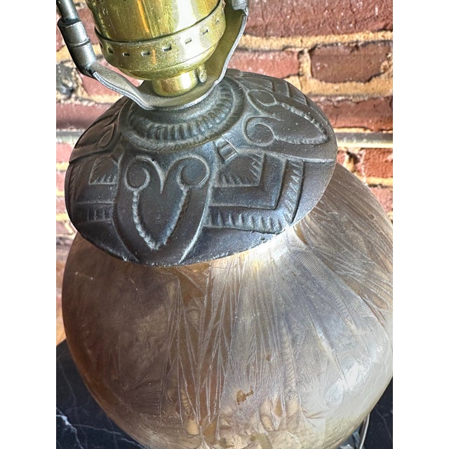 Antique Czech Art Glass Table Lamp For Sale - Image 9 of 12