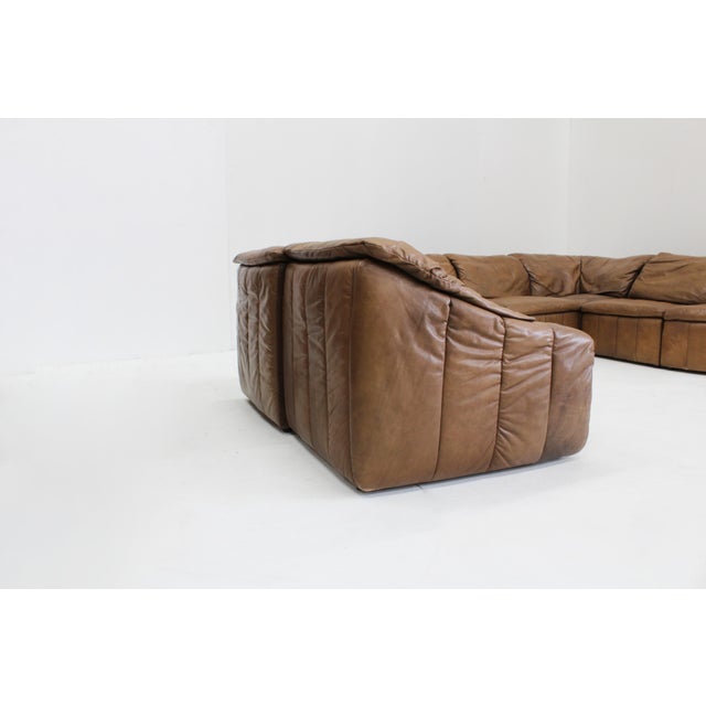 Vintage Brown Leather Modular Sofa from Laauser, 1970s, Set of 7 For Sale - Image 9 of 12