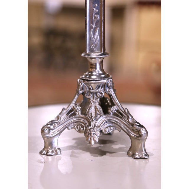 Early 20th Century French Silvered Iron Altar Crucifix With Fleur-De-Lys Cross For Sale - Image 4 of 7