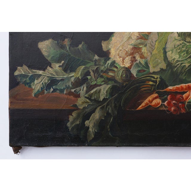 A. Platteau, Still Life with Vegetables and Pottery, 1920s, Oil on Canvas For Sale - Image 10 of 12