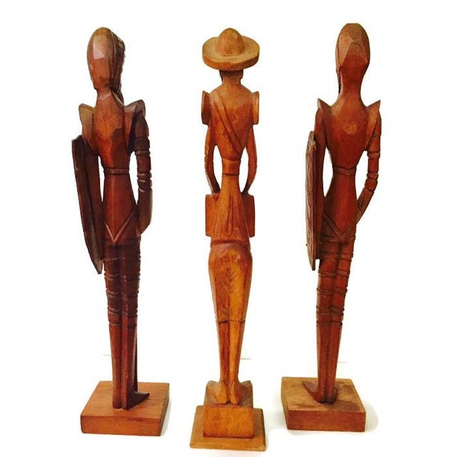 Mid Century Wood Carved Don Quixote Statues Set of 3 Chairish