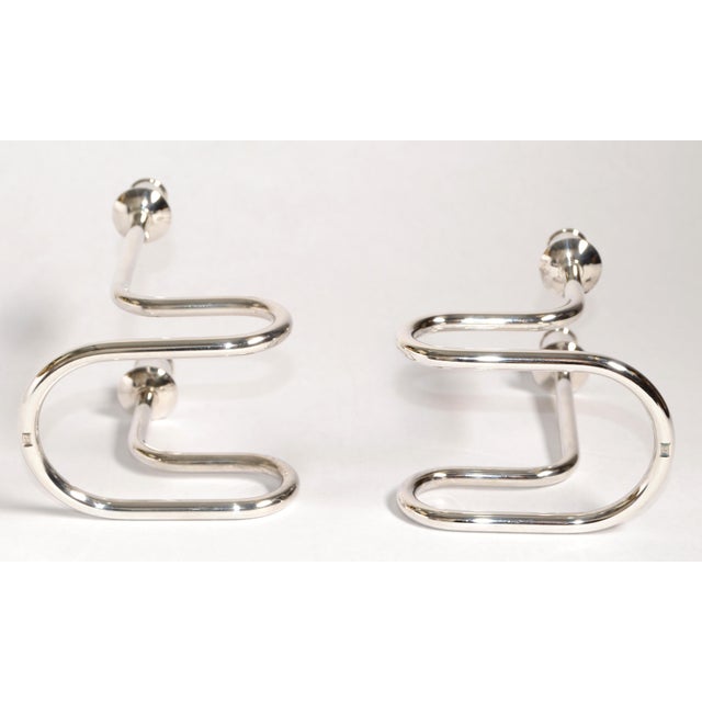 Gorham Maestri 1950s Silver Plated Italian Candle Holders Bauhaus Style, Pair For Sale - Image 11 of 13
