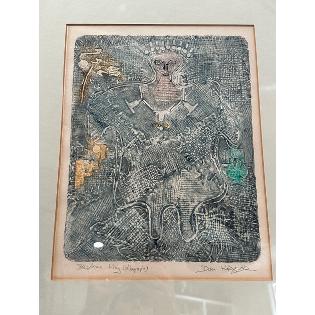 Dan Kryger's "King" Color Lithograph/Rollograph. This masterpiece, a striking fusion of artistry, is adorned with an...