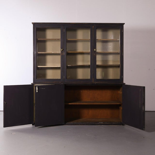 English Glazed Painted Bookcase With Adjustable Shelving - Circa 1880 For Sale In Orlando - Image 6 of 13