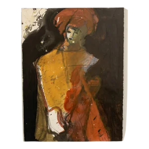 "Young Pierrot" Painting on Paper by Phil Saxon