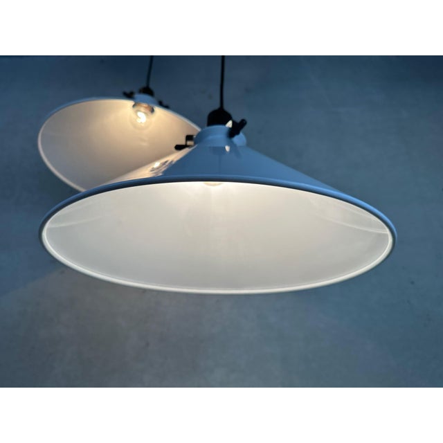 Vintage White Metal Pendant Lamps, 1980s, Set of 2 For Sale - Image 9 of 13