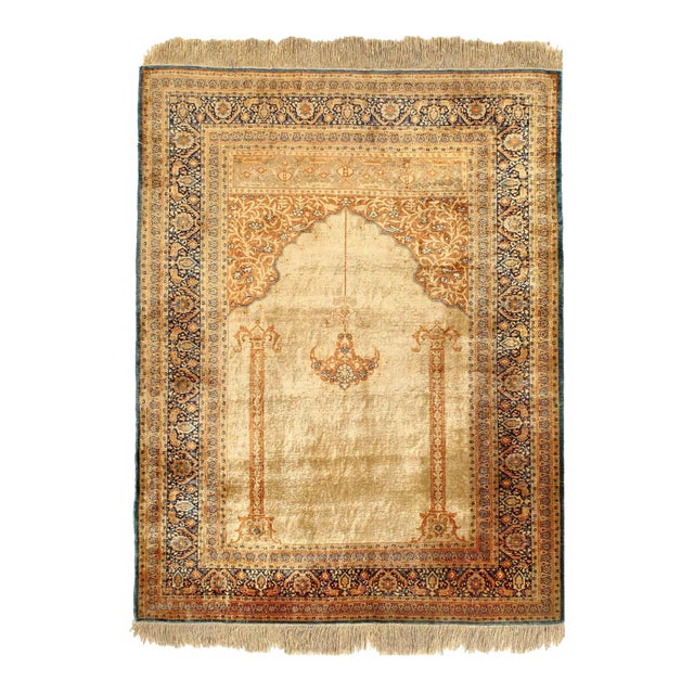 Pasargad DC Antique Handmade Pure Silk Tabriz Rug For Sale