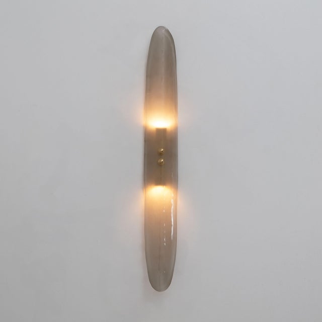 Mid-Century Modern Smoke Murano Glass Sconces in the style of Fontana Arte, 2000, Set of 2 For Sale - Image 6 of 10
