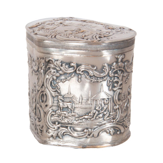 Antique Dutch Repousse Sterling Silver Heart Shaped Trinket Box Tea Caddy 1890 For Sale - Image 18 of 18