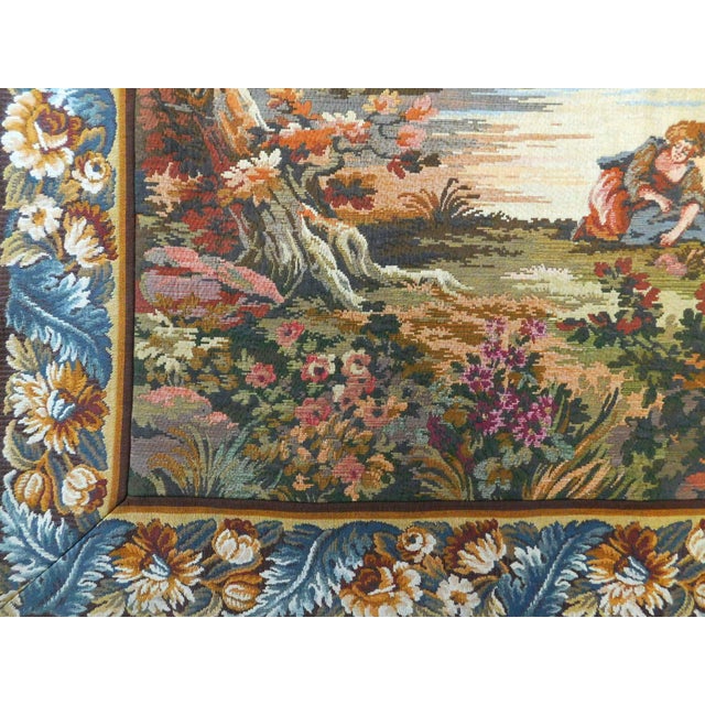 Blue Vintage Machine Woven Wall Hanging Tapestry For Sale - Image 8 of 12