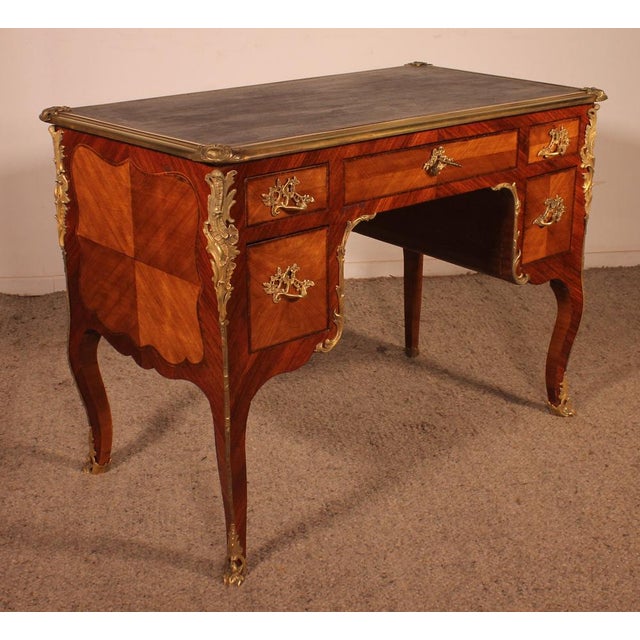Small Louis XV Style Double-Sided Writing Table in Rosewood, 19th Century For Sale - Image 12 of 18