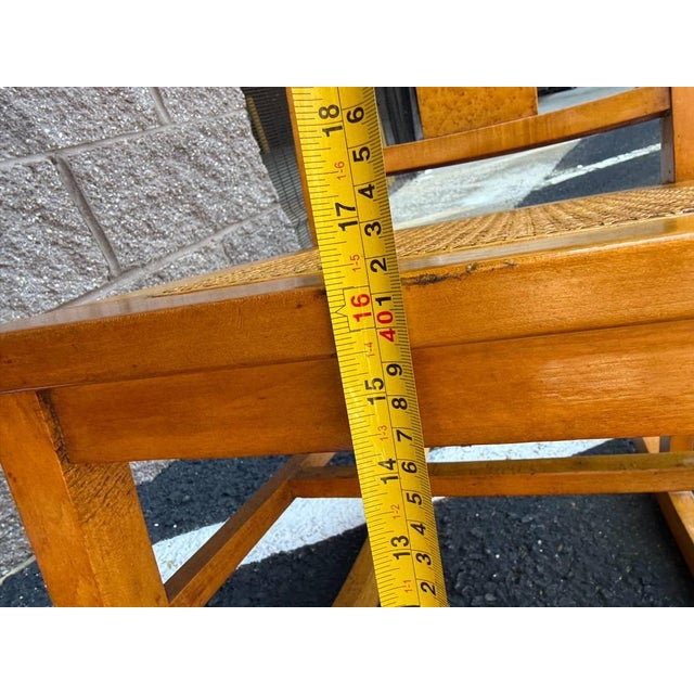 Vintage Rustic Country Colonial Oak Wood Cane Rocking Chair For Sale - Image 12 of 16