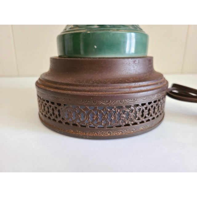 Mid 20th Century Green With Ladies on Side Lamp For Sale - Image 11 of 13