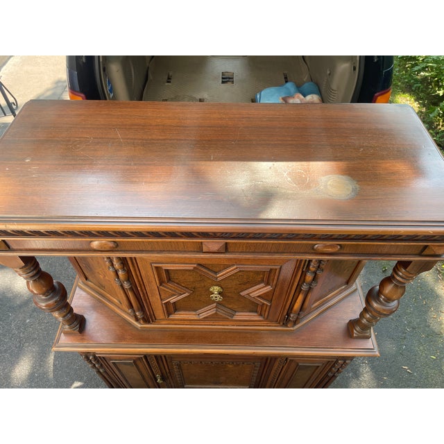 Vintage Hathaway's New York Ornate Carved Wood China Cabinet / Breakfront For Sale - Image 14 of 14