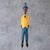 African Vintage African Hand Carved Wood Colon Statue Gentleman Figure Yellow Suit 19" For Sale - Image 3 of 10