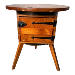 Early 20th Century Rustic Farmhouse Style Pine Side Table Cabinet
