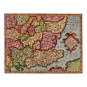 Southeastern England: A 17th Century Hand-Colored Map by Mercator and Hondius, 1635