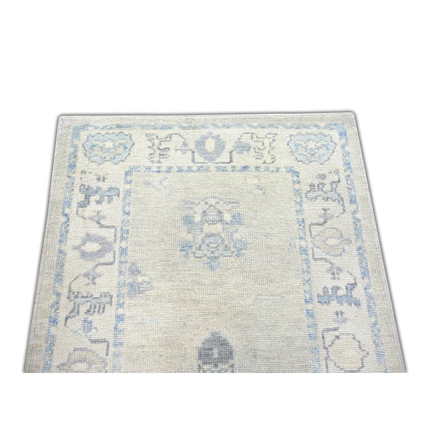 Modern Turkish Oushak Rug 3'2" x 9'9" For Sale - Image 4 of 7