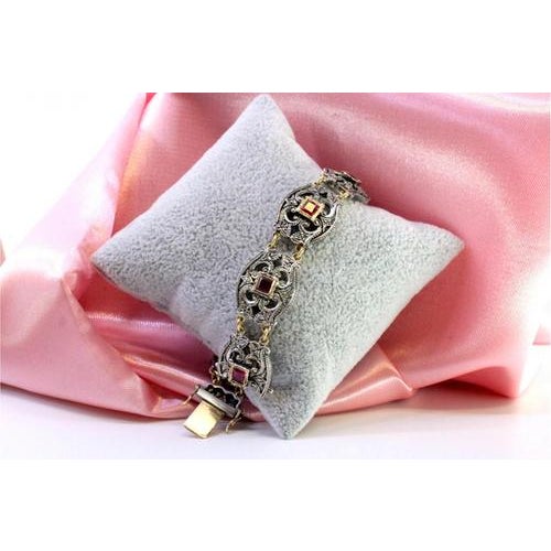 Metal Gold and Silver Bracelet with Diamond Chips For Sale - Image 7 of 11