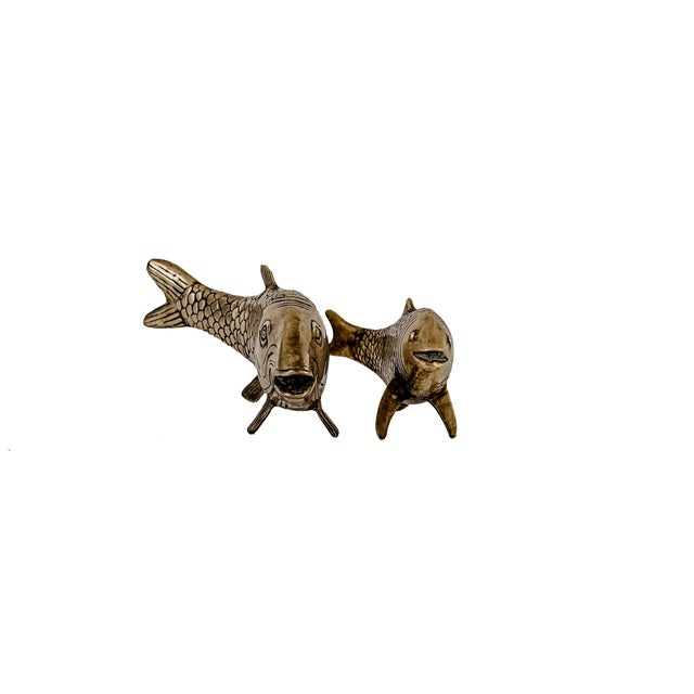 Metal Vintage Mid-Century Modern Brass Koi Fish Figurine Set For Sale - Image 7 of 16