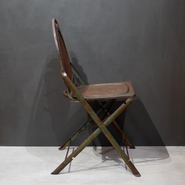 Metal Set of Four Prohibition Era Indusrial Metal Folding Chairs c.1920 For Sale - Image 7 of 18