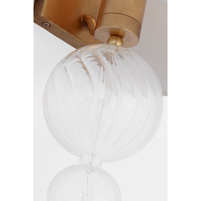 Visual Comfort Julie Neill for Visual Comfort Signature Talia 18" Sconce in Gild and Clear Swirled Glass with Linen Shade For Sale - Image 4 of 7