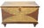 19th Century Folk Art Dome-Top Wallpaper Travel Chest, 1878 For Sale