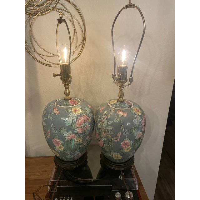 Vintage Chinese Blossom Vase Lamps - a Pair For Sale In Denver - Image 6 of 6