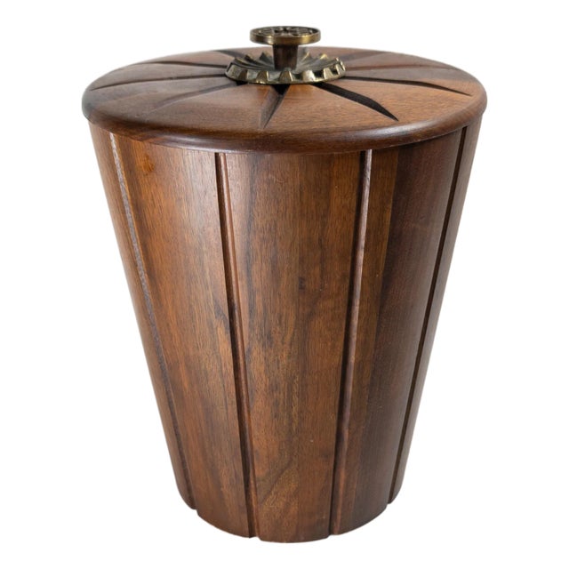 Mid-Century Modern Walnut Ice Bucket or Trash Can by Vermillion For Sale