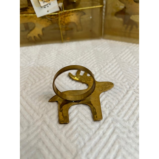 1980’s Kemp and Beatley Hammered Brass Reindeer Napkin Rings - a Set of 12 For Sale In New Orleans - Image 6 of 8