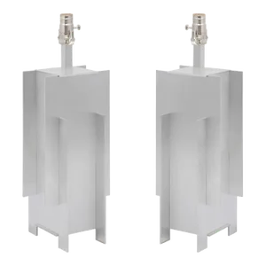 Pair of 1970's, Architectural "Skyscraper" Lamps. Brushed Aluminum