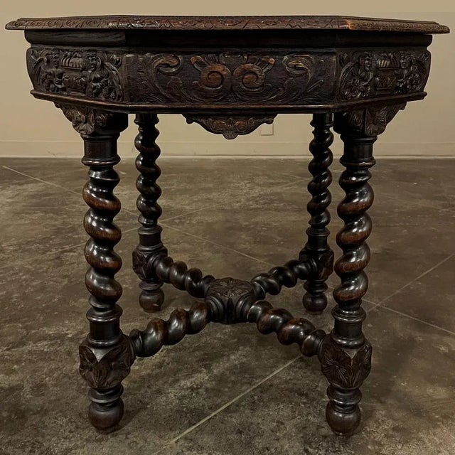 Antique French Renaissance Octagonal Barley Twist End Table For Sale - Image 9 of 12