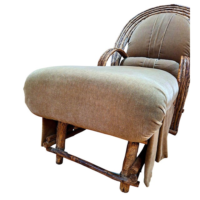 Vintage Adirondack Bent Willow Upholstered Chaise Lounge For Sale - Image 10 of 10