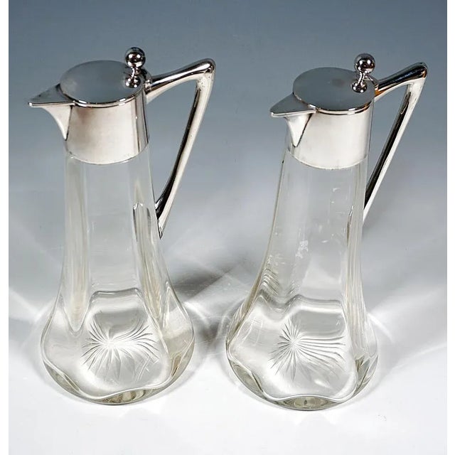 Art Nouveau Glass Decanter with Silver Fittings from Wilhelm Binder, Germany, 1890s, Set of 2 For Sale - Image 3 of 8