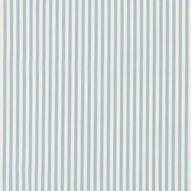 Schumacher Brigitte Stripe Fabric in Sky For Sale