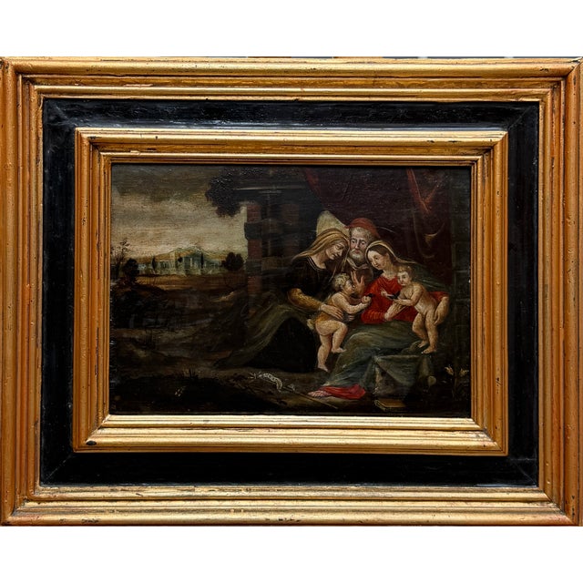 Madonna and Child with the Infant Saint John and Saints, 18th Century, Oil on Panel, Framed For Sale - Image 7 of 7