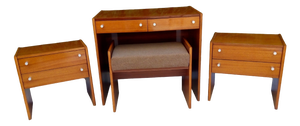Bedside Tables, Stool and Dressing Table by Jindřich Halabala, 1970s, Set of 4