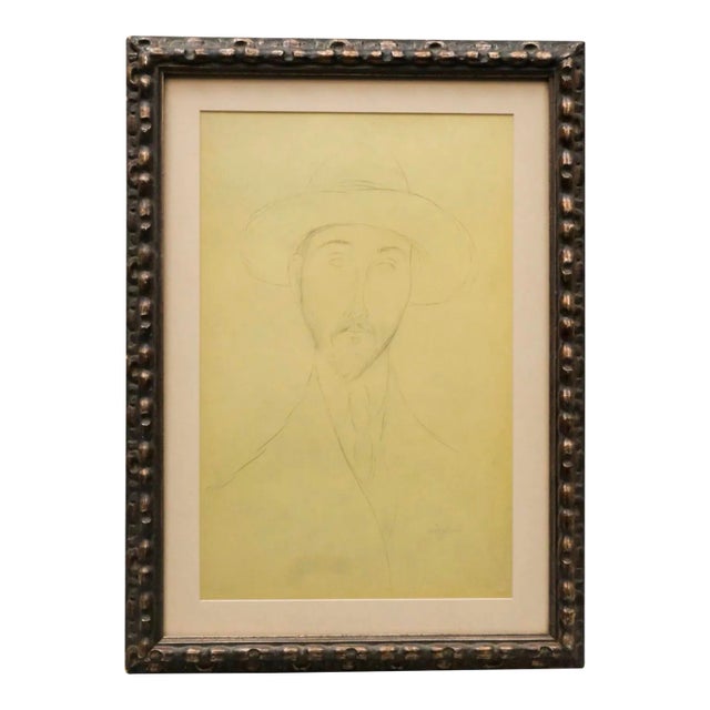 Vintage After Amedeo Modigliani Portrait Print of a Man, Framed For Sale