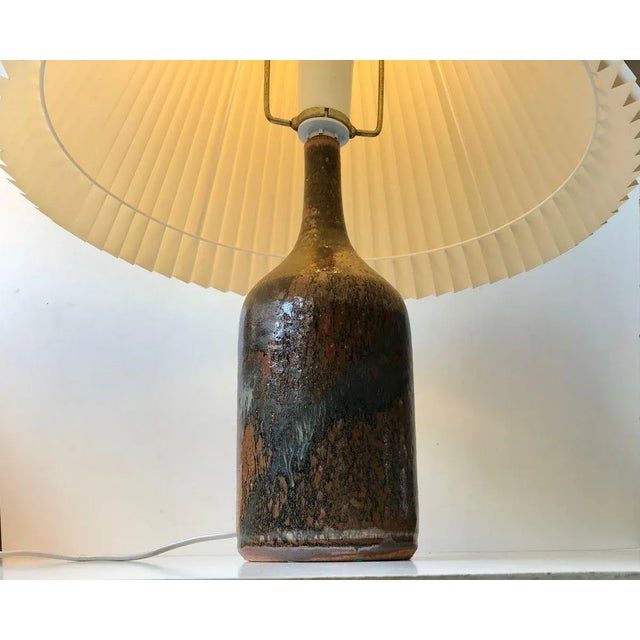 Brown Danish Modern Stoneware Table Lamp from Conny Walther, 1970s For Sale - Image 8 of 17