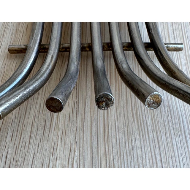 Mid-Century Modern 1970s Monumental Mid-Century Modern Silvered Brass 7-Light Candle Sconces, Attributed to Tommi Parzinger – A Pair For Sale - Image 3 of 7