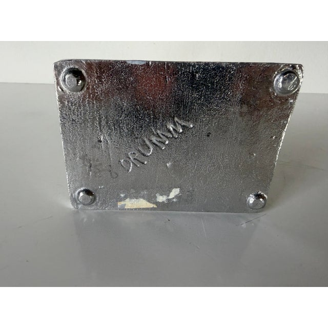 Vintage Don Drumm Brutalist Cast Aluminum Double Candle Holder, Signed For Sale - Image 10 of 12