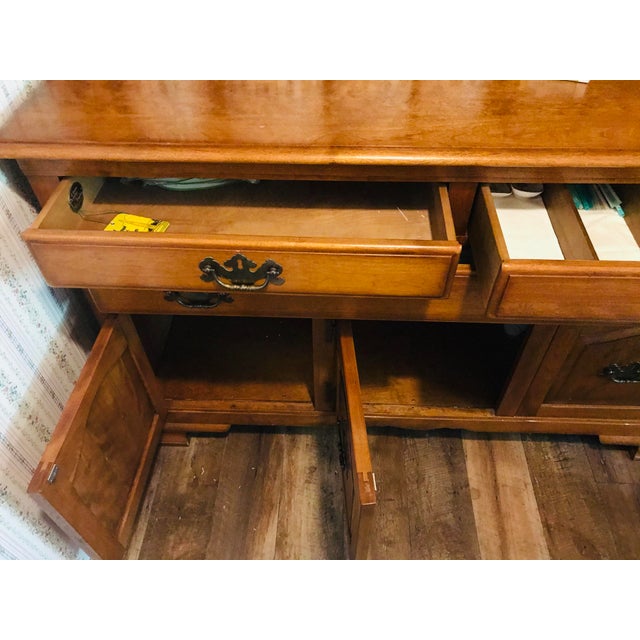 Cushman Furniture Colonial Style "Fairfield" Maple Buffet & China Chairish