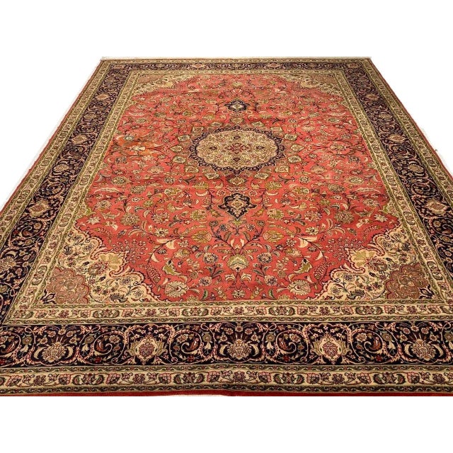 2010s Rust Persian Silk & Wool Tabriz For Sale - Image 4 of 9