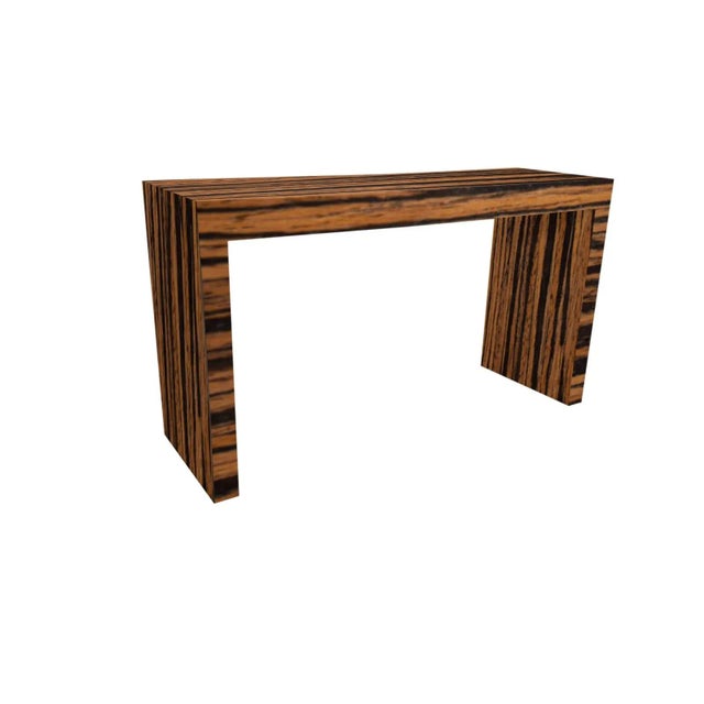 Modern mid century style modern console with custom zembrano finish.The console is made of solid alder and done in a...